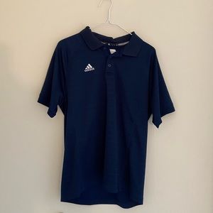Adidas Climalite Striped Navy Polo Shirt, Medium
